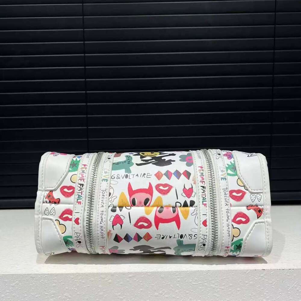 Trendy Lady's Cross Body Bag Featuring Unique Street Art Graphics + Ample Storage Space via Various Secure Slides