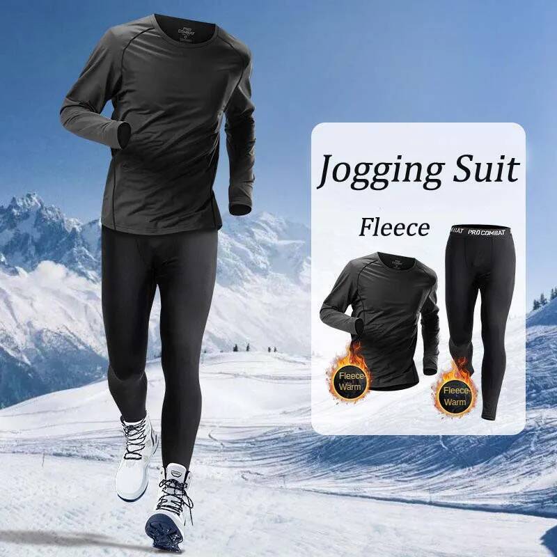 Ddmyoutdoor Men S Winter Morning Warm PCS Running Set Sports Underwear Fast Drying Skiing Basketball Training Clothes Fleece Tracksuit Jogging Suit