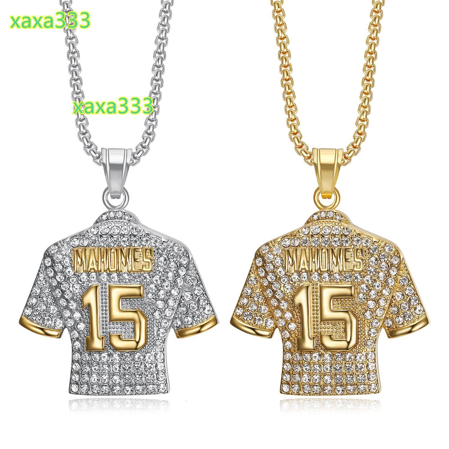 Fashion Mahomes Stainless Steel Unisex Hip Hop Pendant Necklace Gold Plated Jersey Number 15 Football Punk Link Jewelry Charms