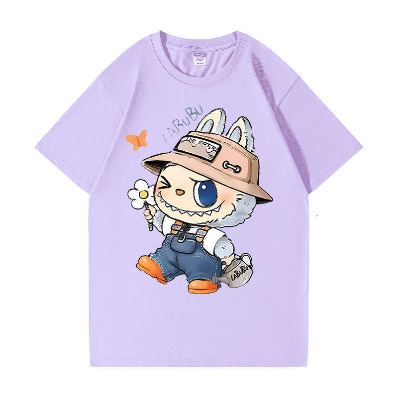 2025 New Labubu Shoulder Pure Cotton Short Sleeve Unisex Cartoon Anime Trendy T-Shirt Top labubus
