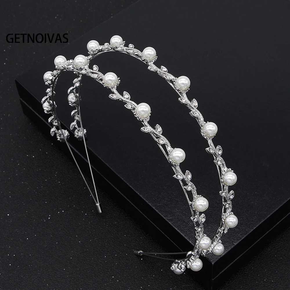 Silver Color Headbands Pearl Hairbands Tiaras Beads Crowns Wedding Party Prom Hair Accessories Women Girls Head Jewelry SL Z250605