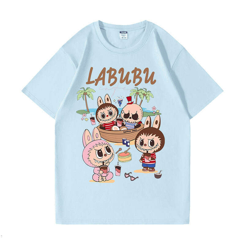 2025 New Labubu Shoulder Pure Cotton Short Sleeve Unisex Cartoon Anime Trendy T-Shirt Top labubu doll