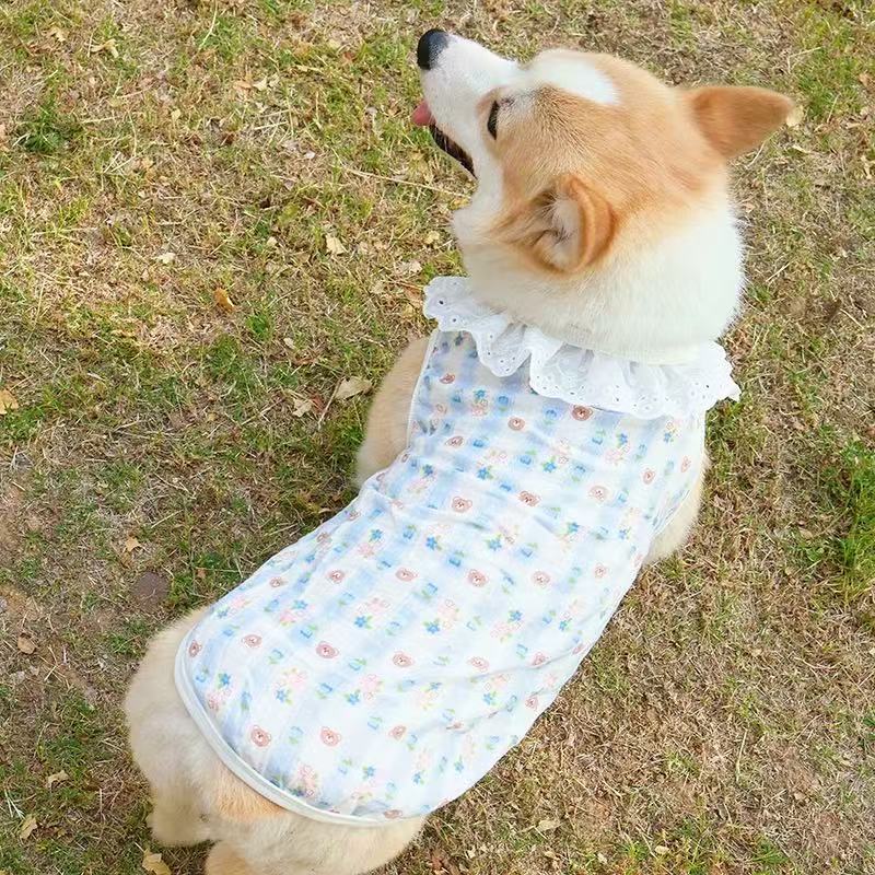 T00406 Shiba Inu Corgi Dachshund dog cool clothes spring and summer thin vest cute and beautiful anti-hair loss anti-dirty sunscreen