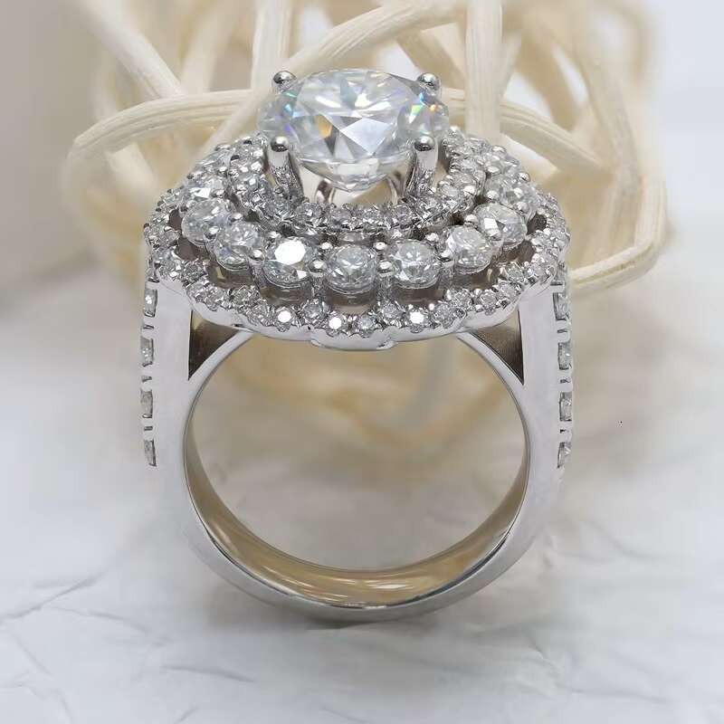Paston Custom Jewelry 3CT Round DE VVS1 Moissanite 925 Silver White Gold Plated Engagement Luxury Wholesale Moissanite Ring