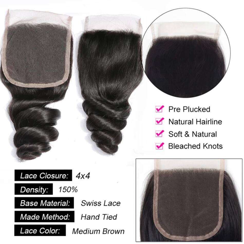Peruvian Frontal Unprocessed Virgin Human Hair and 3 4 Deal Loose Wave Bundles With Closure