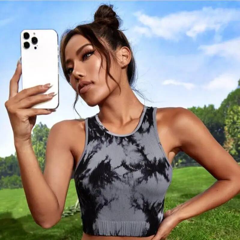 Women's Tie Dye Sleeveless Workout Casual Cropped Tank Top Shirts