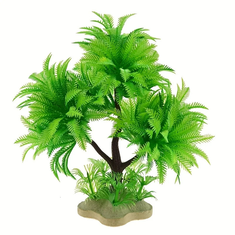 Fish tank landscaping aquarium decoration plastic coconut tree plant simulation seaweed ornaments 250604