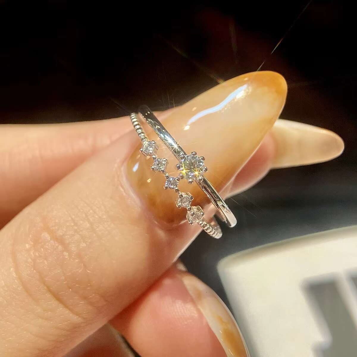 Trendy Jewelry Diamond Moissanite Set Halo Rings 925 Sterling Silver for Women Wedding