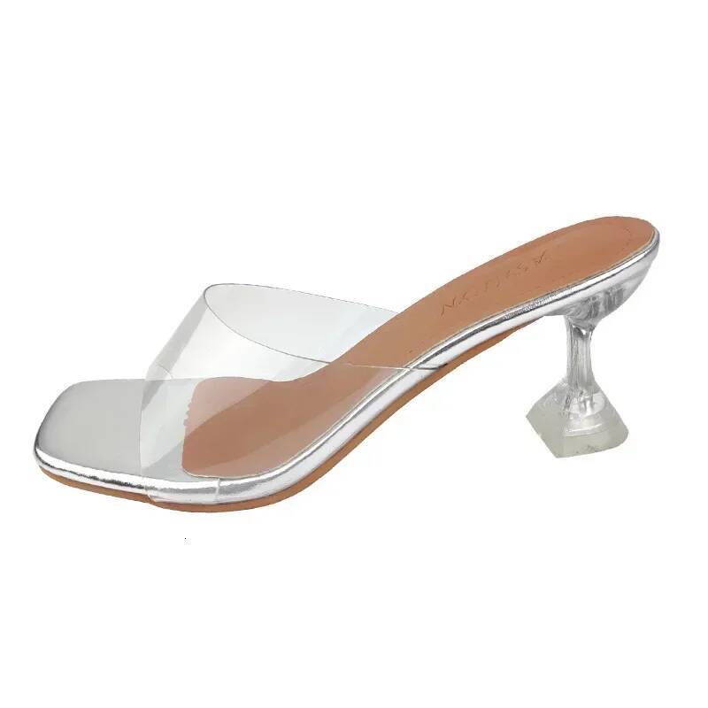 Ddmyoutdoor PVC Crystal Heel Transparent Women Sexy Clear High Heels Sandals Plus Size Zapatos De Mujer Outdoor Shoes