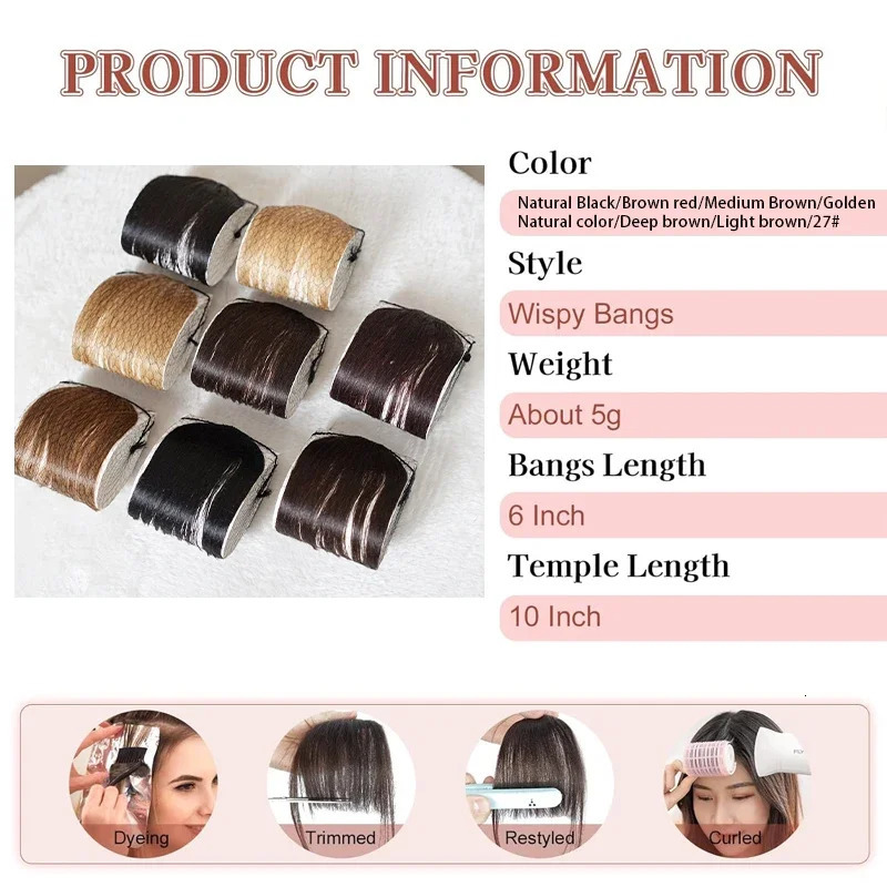 Invisible Air Bangs 100% Human Hair Clip-In Extension Front Fringes Hair Pieces Air Bangs Styling Accessorie for Women 250529