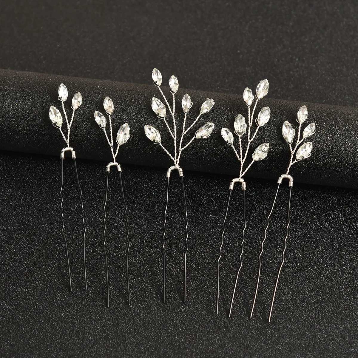 5PCS Fashion Crystal Rhinestone Hairpins Stick Hair Clip for Women Bridal Hair Accessories Party Wedding Hair Clips Jewelry Z250605