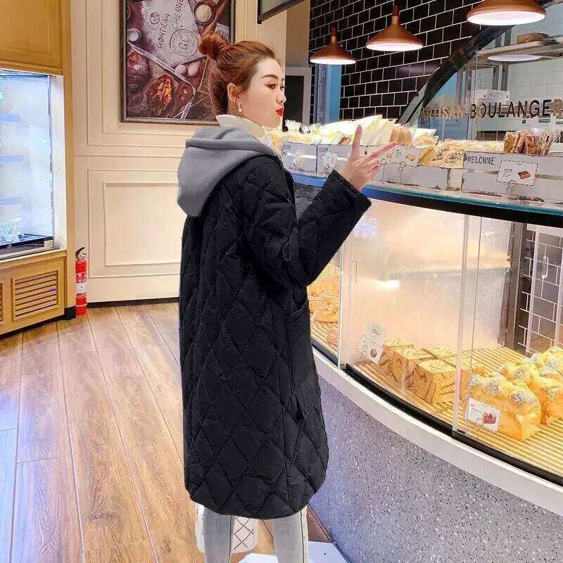 Winter Hooded Long Sleeve Quilted Super Hot Parka Mid-length Cotton Jacket Korean Fashion Coats Warm Snowsuit