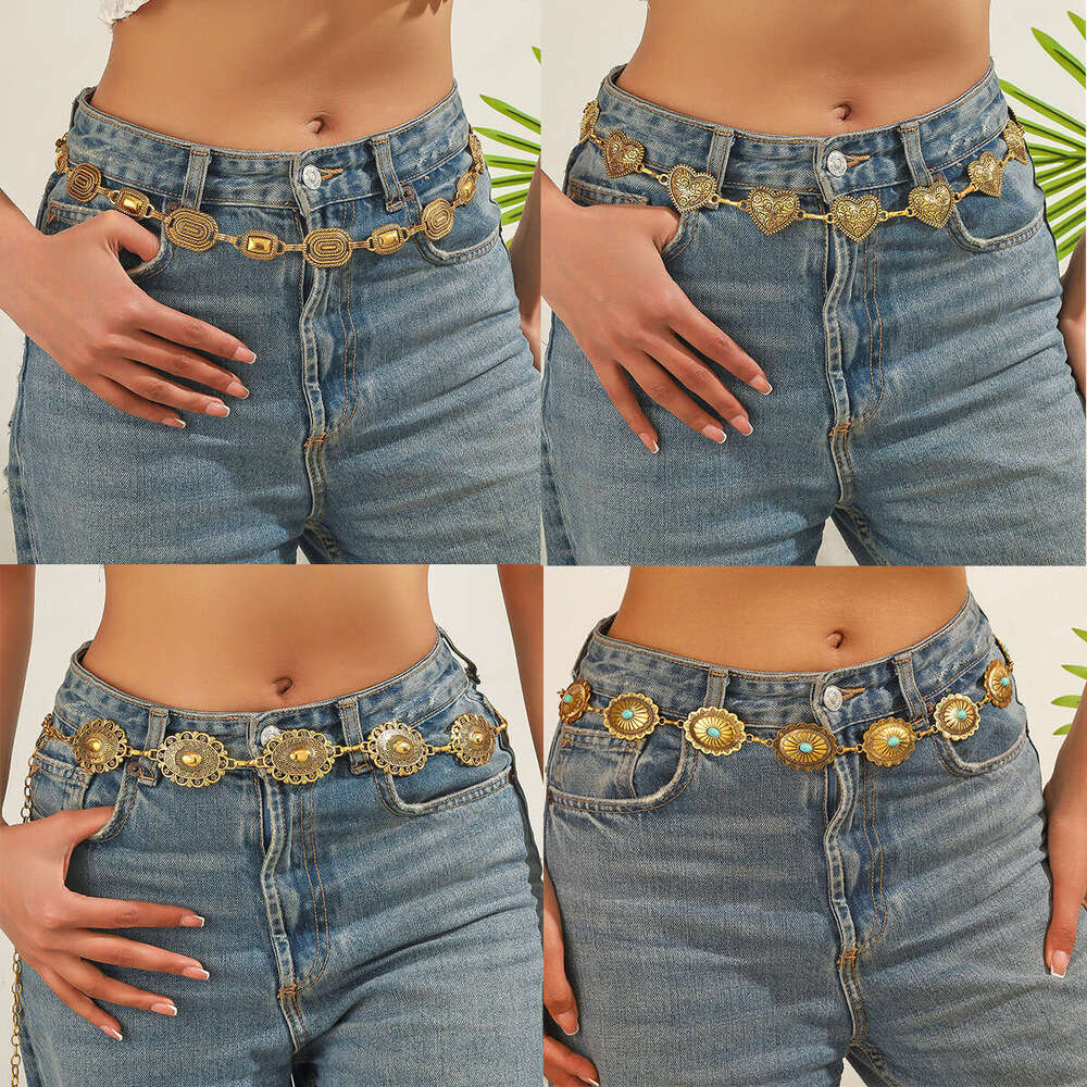 Accessories Bohemian Style Gold Waist for Women Turquoise Alloy Pants Chain