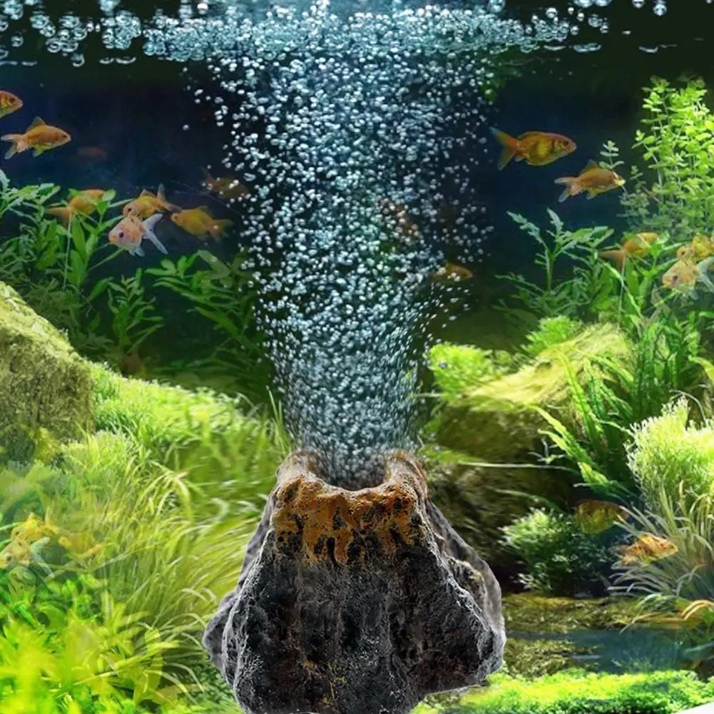 Fish Tank Landscaping Simulation Volcano Aquarium Accessories Rockery Aerator For Aquarium Pump Bubble Stone Oxygen For Aquarium 250604