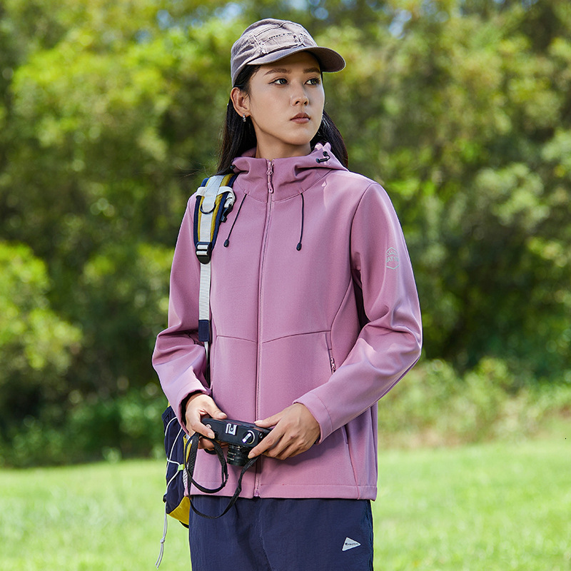 Ddmyoutdoor Outdoor Clothing Solid Color Couple Style Autumn Winter Hooded Windproof Waterproof Warm And Plush Soft Shell Jacket Top Jackets