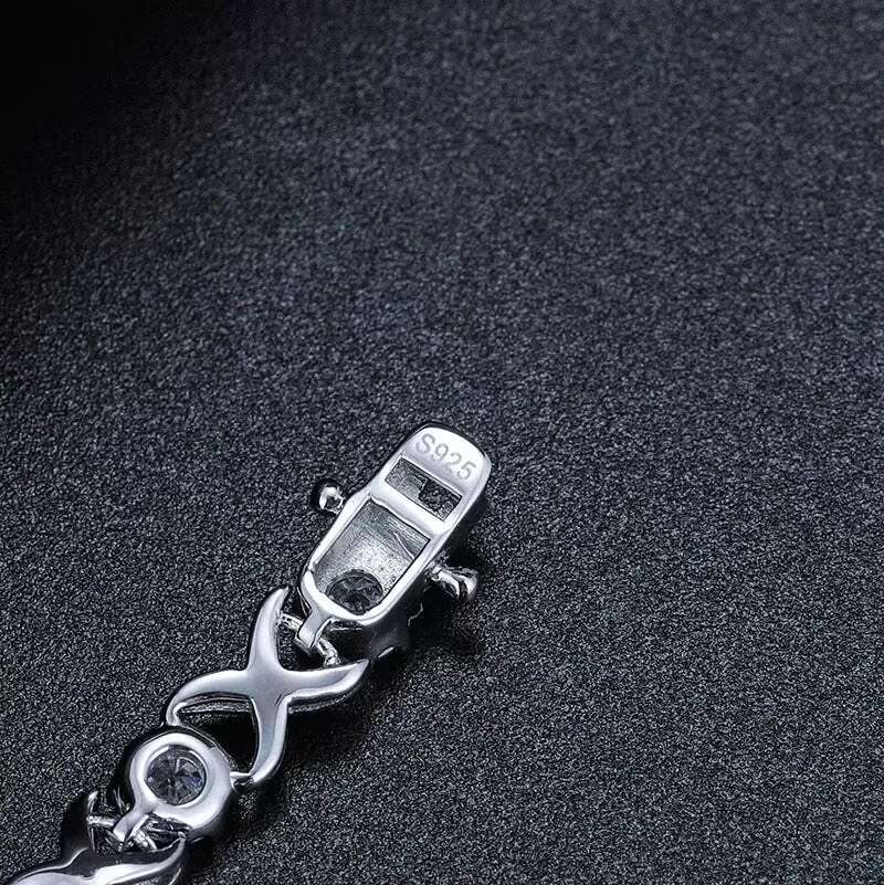 Spin Real 3-8mm Moissanite Sparkling Full Diamond 925 Sterling Silver Wedding Engagement Party Jewelry Bracelets For Women Men