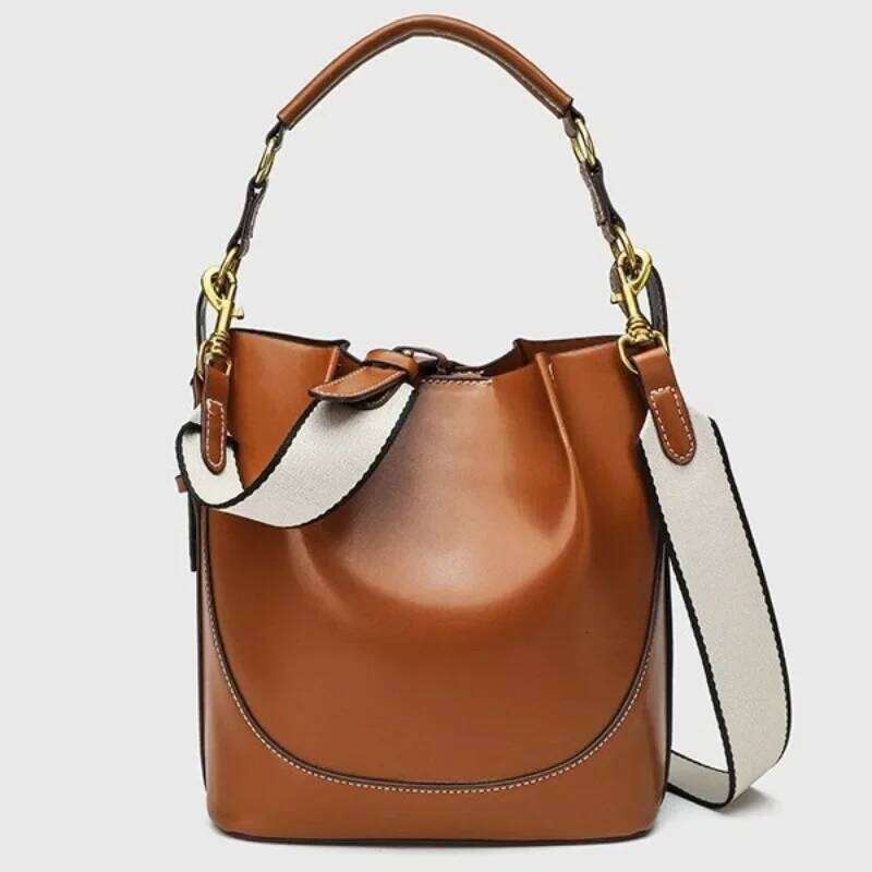 2025 New Black Animal Pattern Printed One Shoulder Crossbody Versatile Handheld Bucket Bag