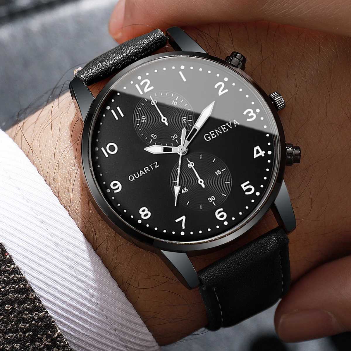 Fashion Men Business Watches Casual Leather Strap Mens Analog Quartz Watch Clock Gift Reloj HombreWithout Box Y250605