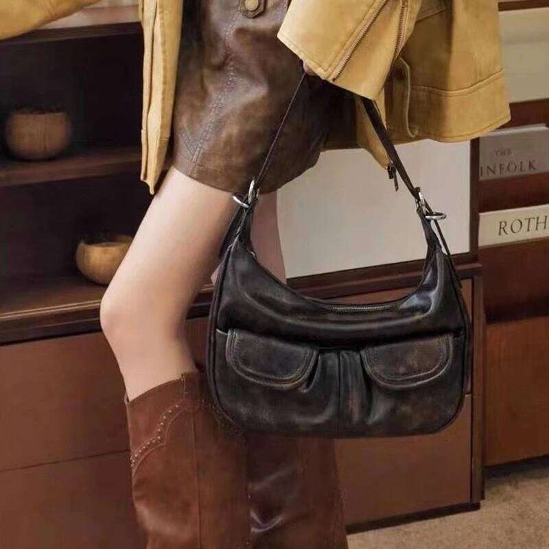 HAEX Vintage Women Handbags Fashion PU Korean Style Daily Commute Shoulder Bags All-Match Large Capacity Messenger Bag Shopper