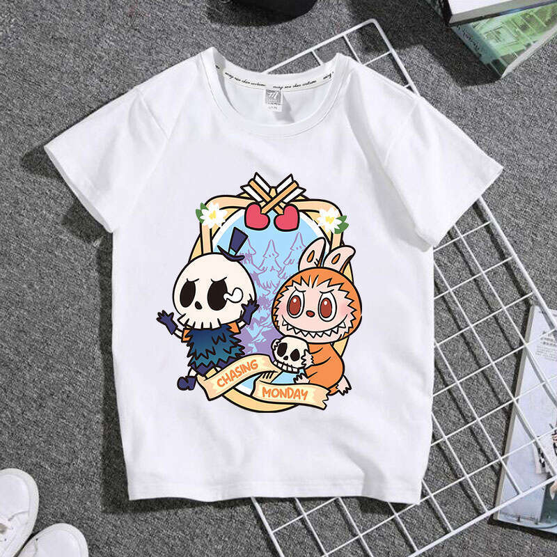 Summer Labubu Anime Merchandise Short Sleeve Unisex Two-Dimensional Trendy T-Shirt Casual Versatile Top labubus lisa