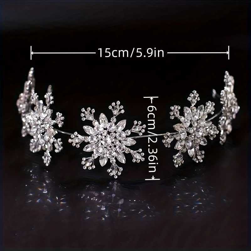 Baroque Crystal Snowflake Crown Tiara for Women Rhinestone Prom Diadem Headband Bridal Wedding Hair Accessories Jewelry Crown Z250605