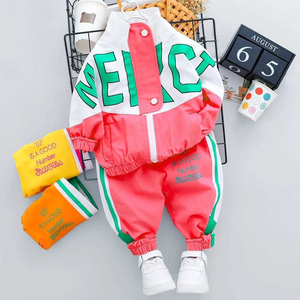 2024 Kids Tracksuits Set Fashion Spring Autumn Baby Girl Boys Casual Letter Jacket Pants 2Pcs/Set Toddler Cotton Costume0-5Y R250606