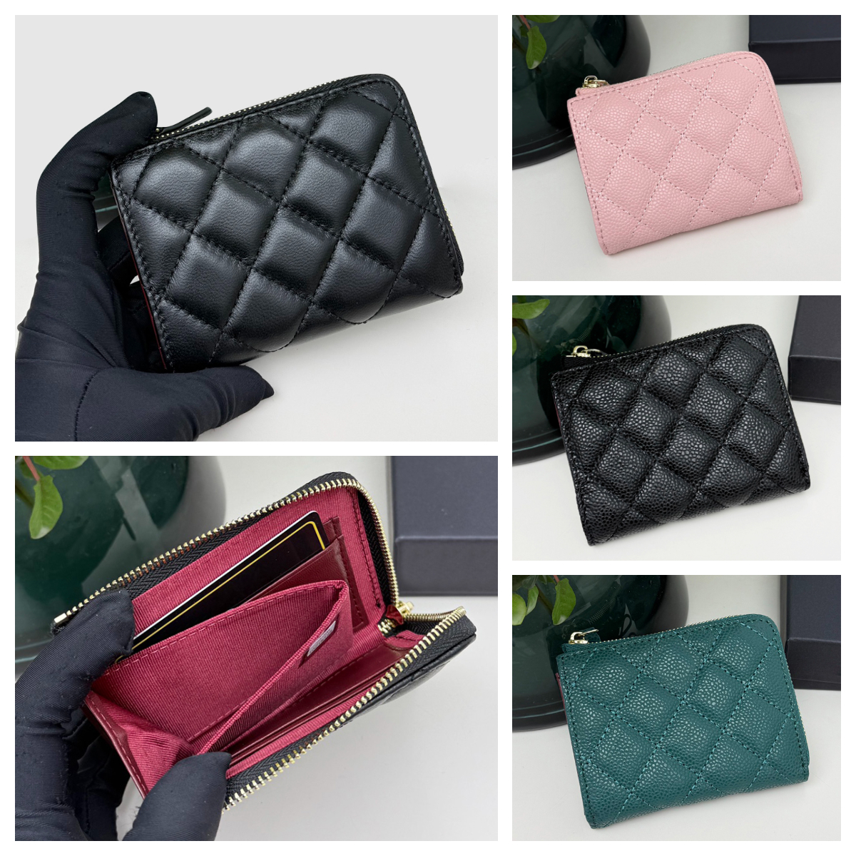 Designer Classic Diamond Quilted Leather Small Wallet Womens Zipper coin purse 2025 new wave Card Holder wallets ID Credit Cards Multi-function withcard slot wallet