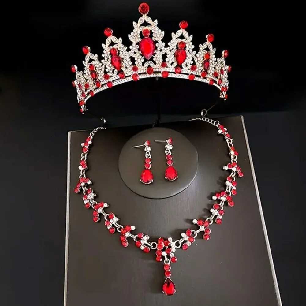 3pcs/set Crystal Bridal Tiara And Crown Earrings Necklace Jewelry Set For Women Princess Girls Jeweled Wedding Tiara For Bride Z250605