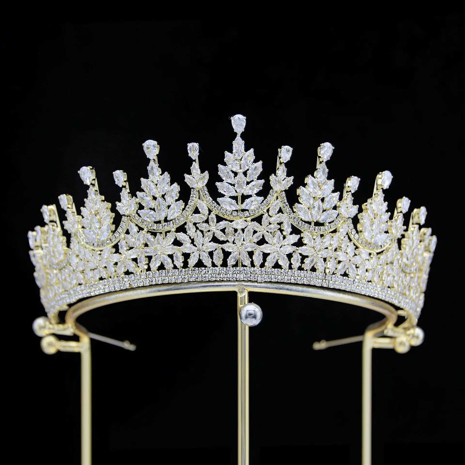 Bride Crowns For Wedding Headdress Cubic Zirconia CZ Luxury Tiaras Crowns For Women Sweet 16 Pageant Prom Hair Jewelry Headpiece Z250605