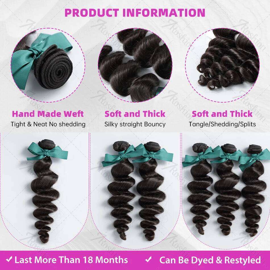 30 36 Inch Brazilian Raw Virgin Unprocessed 100% Human Hair Extensions Loose Wave Bundles Double Weft Bulk Braiding