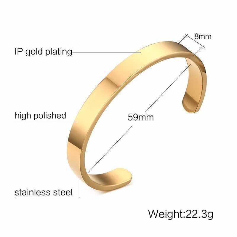 Solid Golden Flat 6mm 8mm Cuff Bangles for Men Bracelet Bangles Bracelet Wristband Bracelet W250606