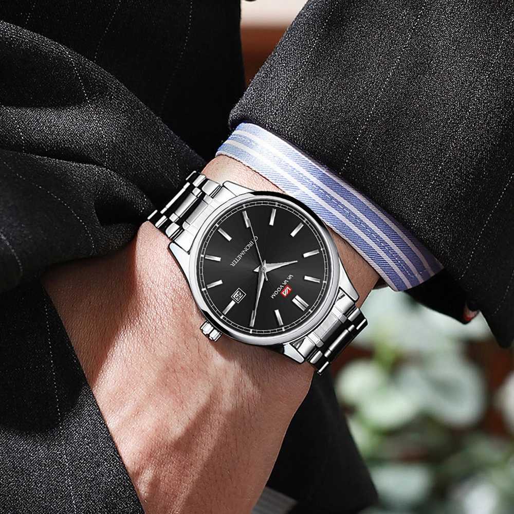 Business Mens Watch VA VOOM 2023 Fashion Trend Blue Stainless Steel Waterproof Quartz Movement Boutique Men Casual Wristwatch Y250605
