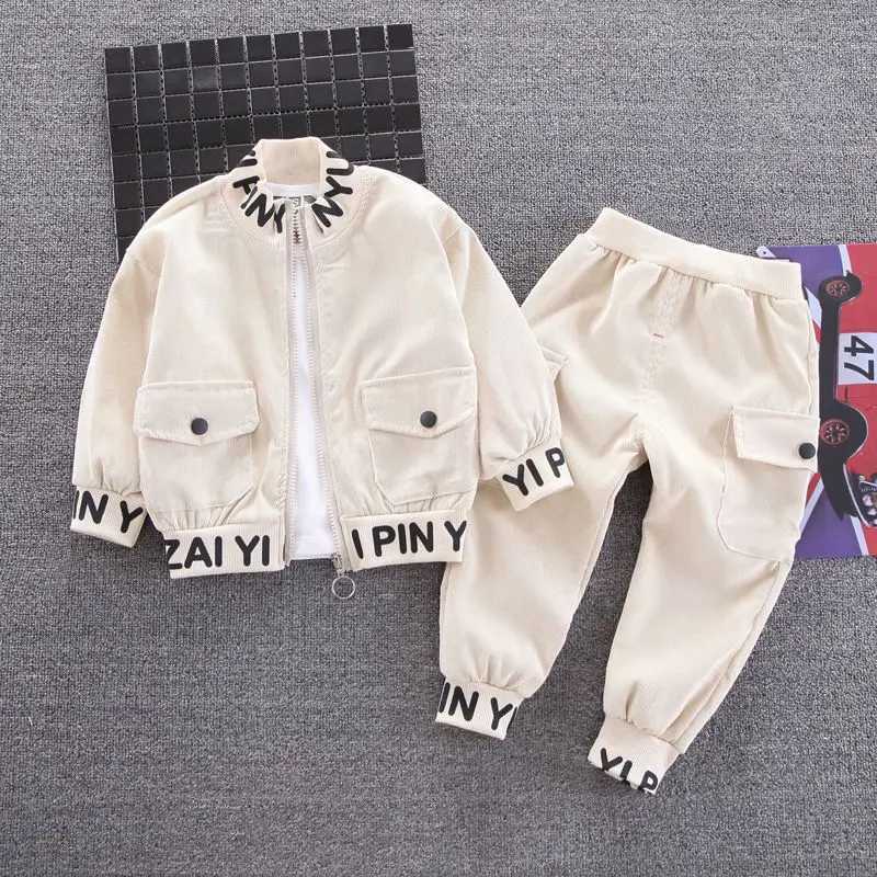 Boys Spring Clothing Set New Korean Edition Baby Spring and Autumn Coat+T-shirt+pants Casual Childrens 3-piece Set R250606