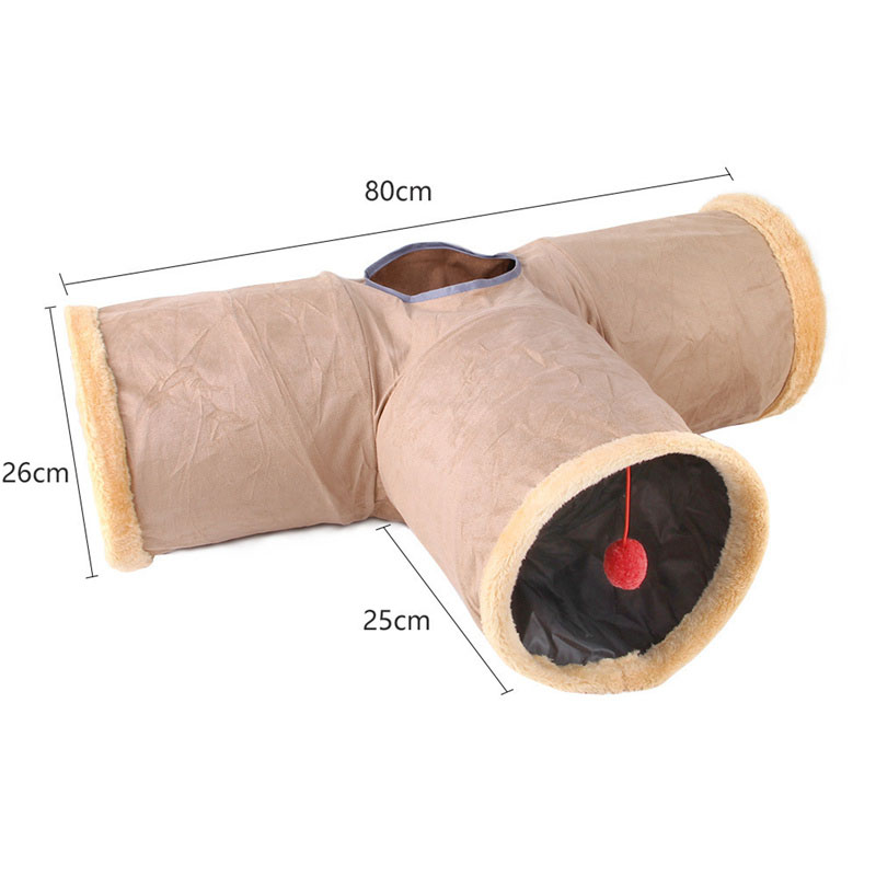 Collapsible Cat Winter Suede Tunnel for Puppy Rabbit Kitten Play Chase Hide Tunnel,Interactive Bedding Toy in 2 ways,3 ways