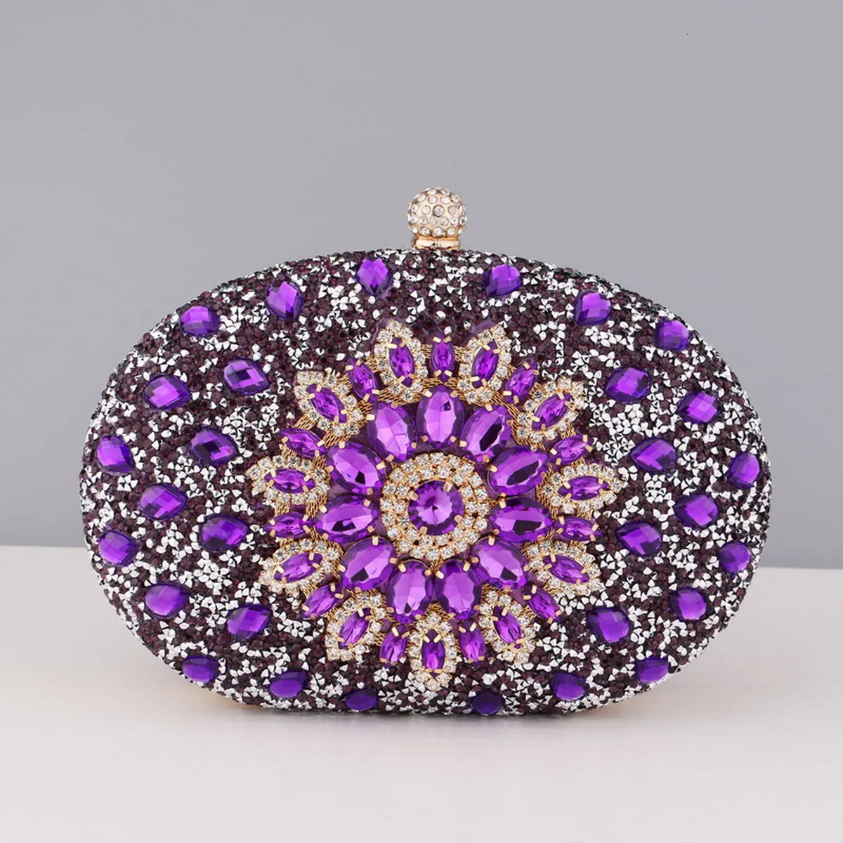 Flower s Evening Bags Metal Prom Clutch Diamonds With Chain Shoulder Handbags Wedding Female Purse 250528