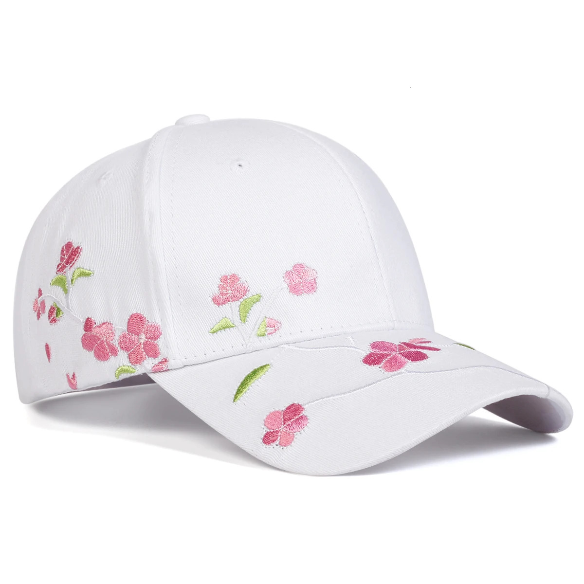 1piece Unisex Peach Blossom Embroidery Baseball Cap Outdoor Adjustable Sunscreen Leisure Hat Spring Autumn Travel Vacation 250604