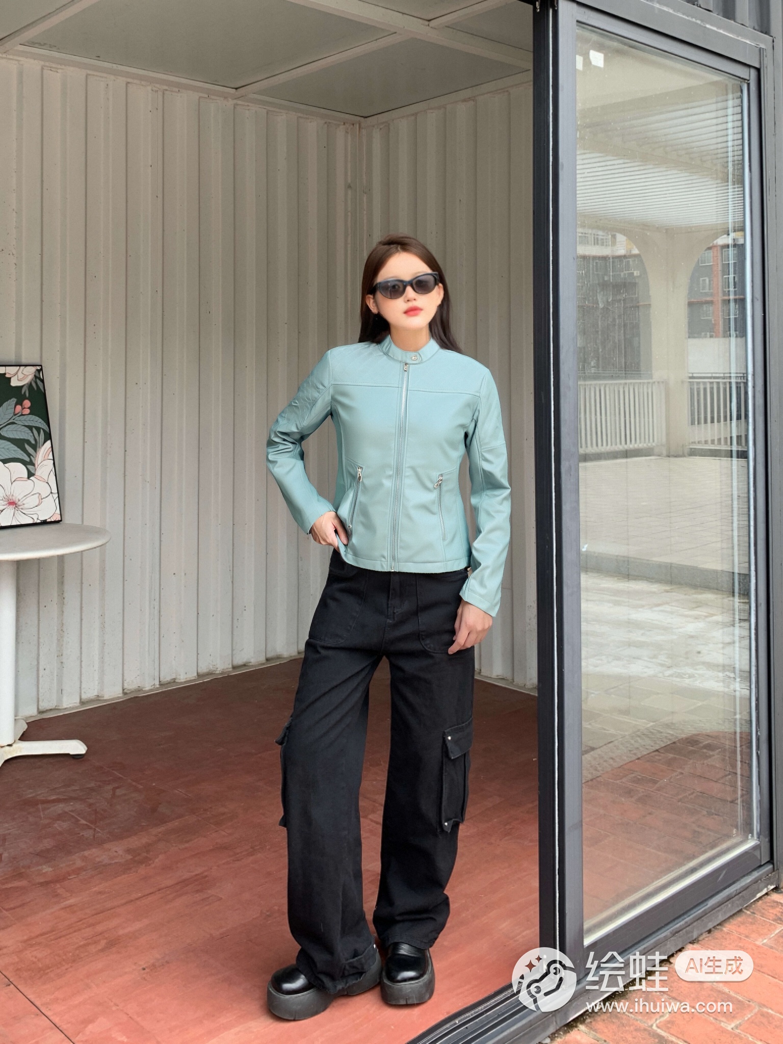 New women's leather jacket short Korean version slim fit sheep leather jacket stand up collar small jacket trendy