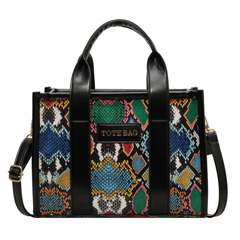 Free Shipping Designer Bag 2025 New Niche High-value Womens Shoulder With Contrasting Colors And Snake Skin Patterns Trendy Personality Simple Diagona