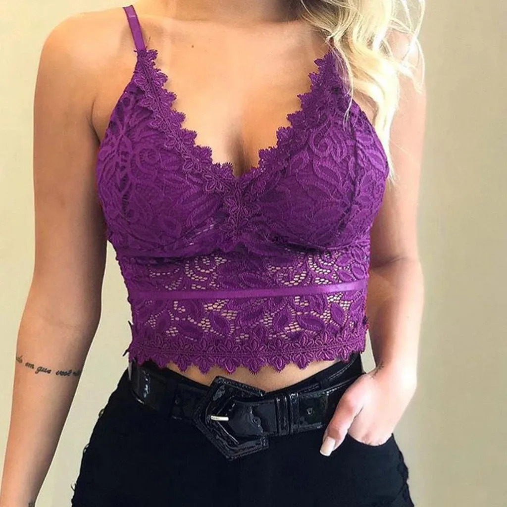 Women Plus Size Lace Vest Yoga Summer Top Wireless Bra Lingerie Sexy V-neck Tank Top Tee Crop Top Camisole Feminino 250530
