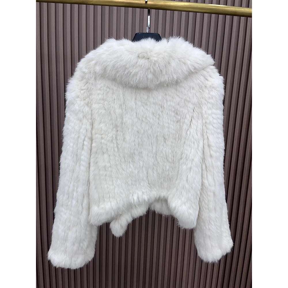 2024 New Natural Rabbit Coats Women's Real Fox Fur Knitted Jackets Woman Clothing