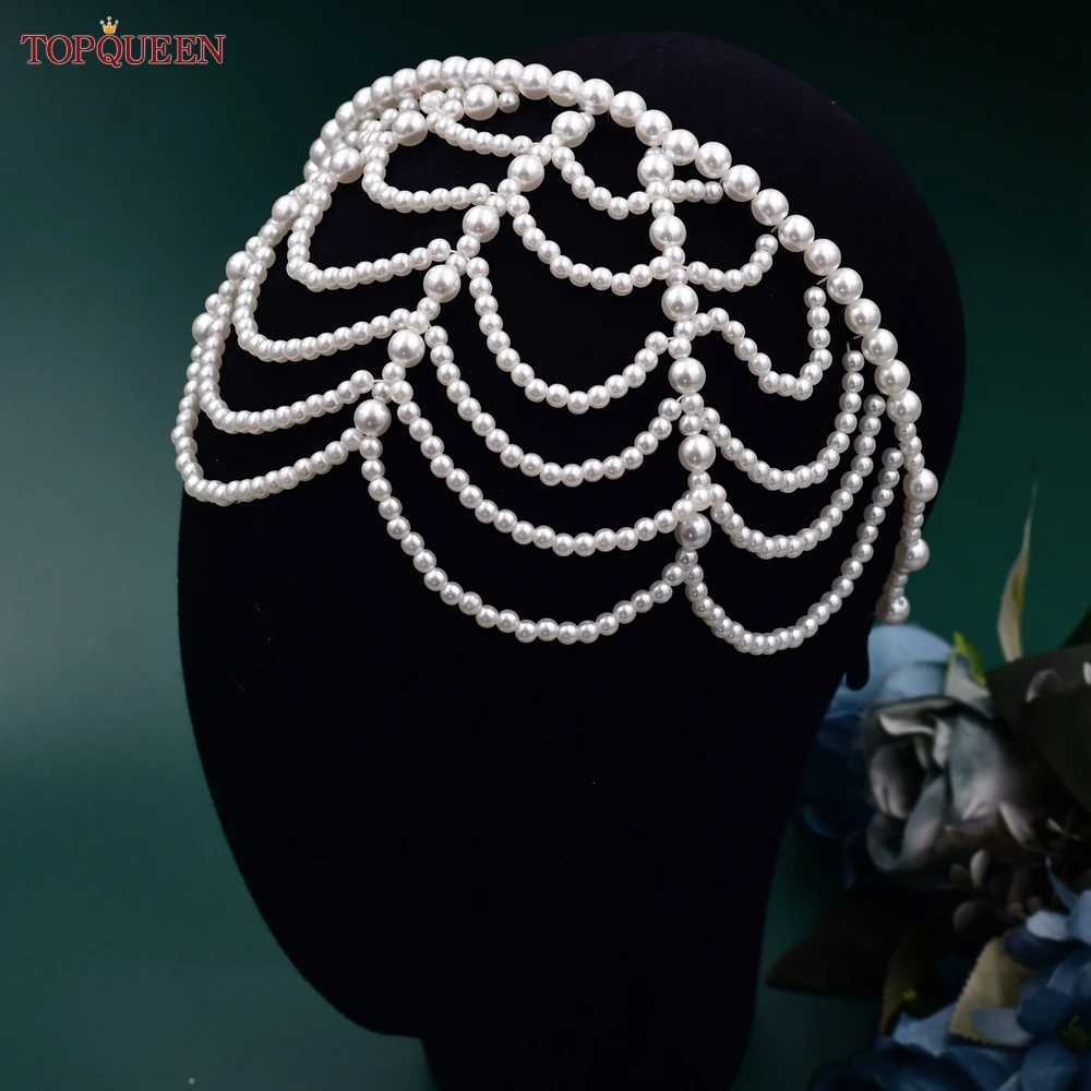 TOPQUEEN SA01 Elegant Pearls Hair Bands Accessories Headdress Luxury Bridal Crown Women Jewelry Hoop Daily Tassel Hairwear Z250605