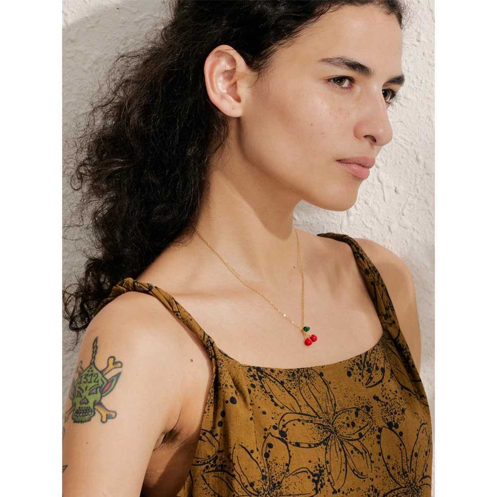 Yhpup Hot Style Lovely Fruit Sweet Red Enamel Cherry Pendant Necklace Stud Earrings Stainless Steel Waterproof Charm Jewelry Y250605