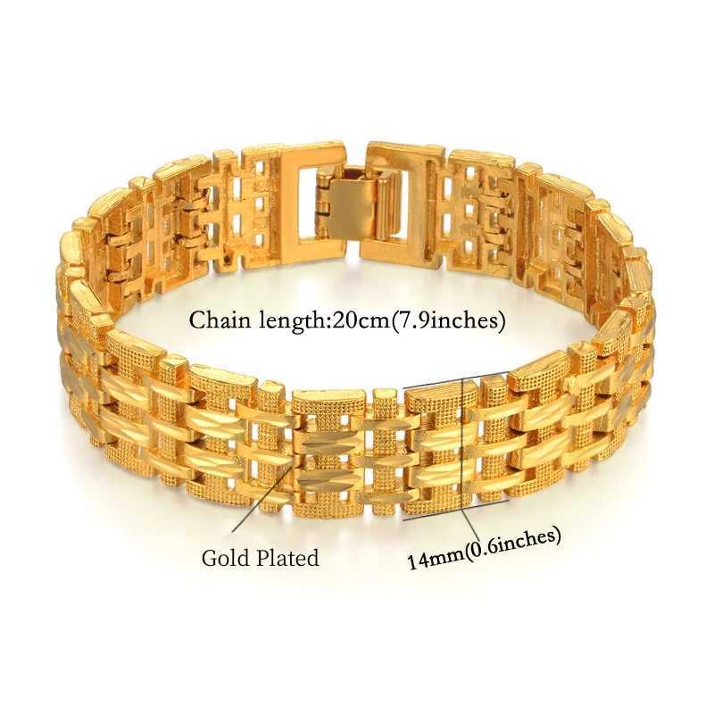14MM Chunky Mens Hand Chain Bracelets Male Wholesale Gold Plated Mesh Chain Link Bracelet For Men Women Jewelry pulseira masculi W250606