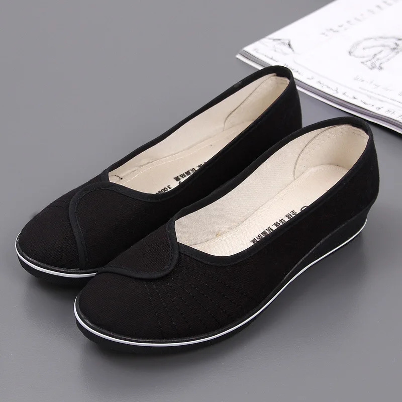 EOFK Women Loafers Soft Slip On Canvas Flats Shoes Woman Solid Casual Breathable Shoe For Mother Platform Shoes 250603