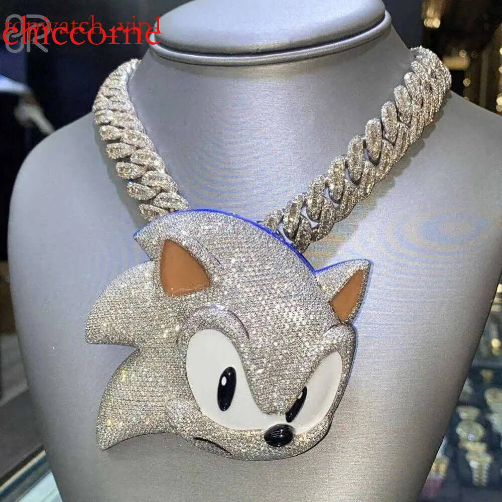 Designer Moissanite Dia Necklace for Mens Cuban Chain Pendant Custom 4 Inches Iced Out 3d Sier Initial Vvs Link Hip Hop Jewelry Men Gift Fashion 7i8c