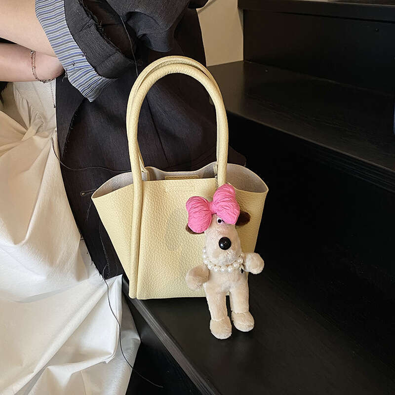 Korean Lychee Pattern Handheld Basket 2025 New Trendy Fashion Bucket Versatile Crossbody Bag for Women