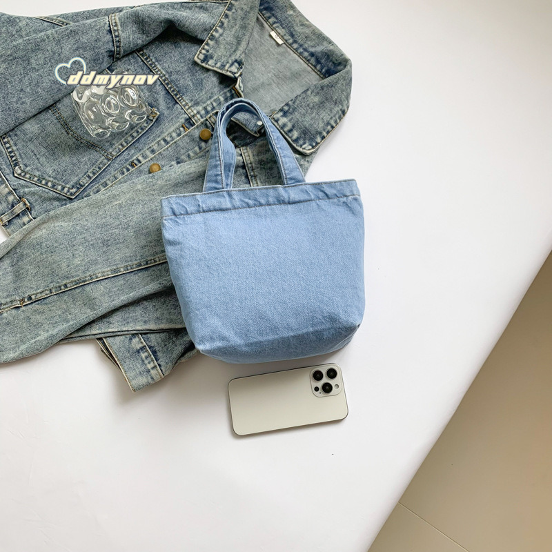 Denim Gift Simple Fashion Trend Large Capacity Literary Women's Korean Style Trendy Commuter Canvas Bag ddmynov
