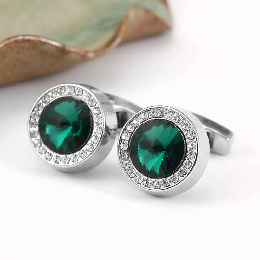 Luxury Delicate Jewelry Mens Cufflinks Crystal Round Crystal Cufflinks Wedding Party Cufflink French shirt Cuff Buttons W250606