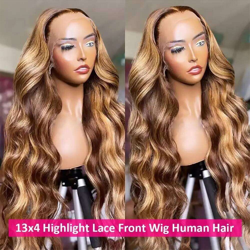 250 Density Transparent HD Human Hair Wig 40 Inch Highlight Ombre 13x4 Body Wave Front 4/27 Colored 13x6 Lace Frontal Wigs