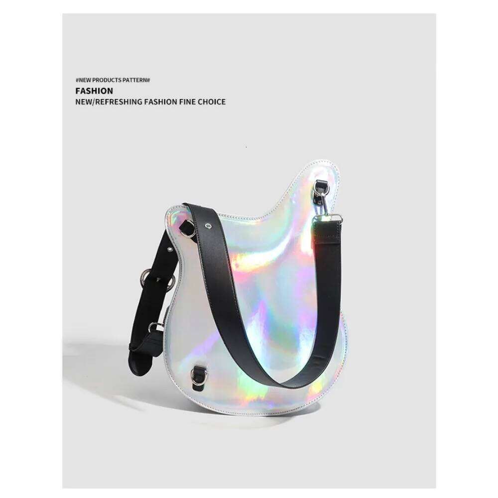 New Niche Design Y2k Ulzzang Ita One-Shoulder Crossbody Bag Girl Bass Guitar Laser Transparent Badge Itabag